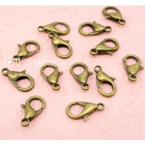 200pcs-Antique Bronze Alloy Lobster Clasps Hooks For Necklace & Bracelet, Lobster Claw Clasp 12x7mm
