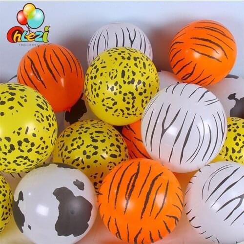 30pcs Cow Tiger Zebra Leopard Latex Balloons 12inch Jungle Animal Helium balloon Birthday party decoration Kids toys baby shower