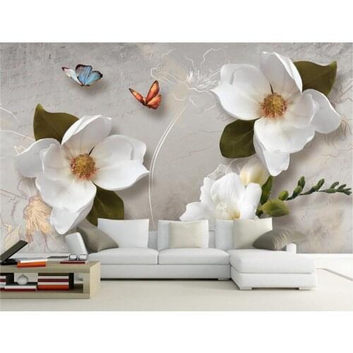 Custom 3D Wall Murals Wallpaper European Style Retro Flower Butterfly Desktop Wallpaper For Living Room TV Backdrop Wall Mural