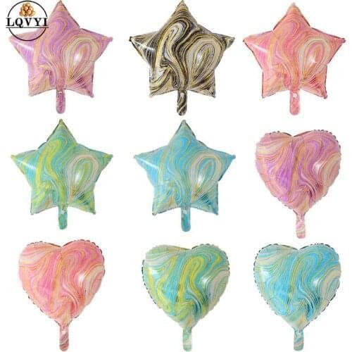 50pcs Gradient Foil Balloons 18inch helium globals Rainbow agate color texture Balloon Wedding baby Birthday Party decorations