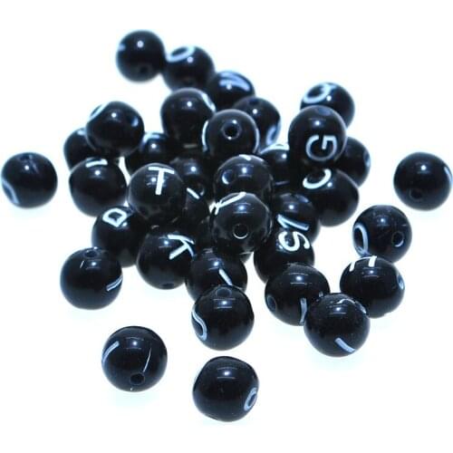 8mm Round Shape Black Initial Jewelry Loose Beads 1800pcs/Lot DIY Bracelet Necklace Earring Alphabet Letters Beads