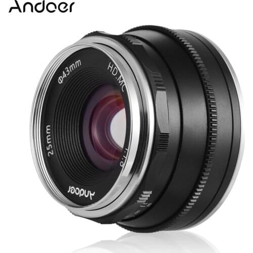 Andoer for Fujifilm FX-Mount Mirrorless Canon EOS Olympus Camera 25mm F1.8 Manual Focus camera Lens Large Aperture Photography