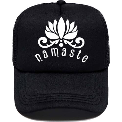 NAMASTE Lotus Flower Print Casual Baseball Cap Funny Men Women Parent-child Hats Mesh Visor Outdoor Sun Hat Adjustable Caps