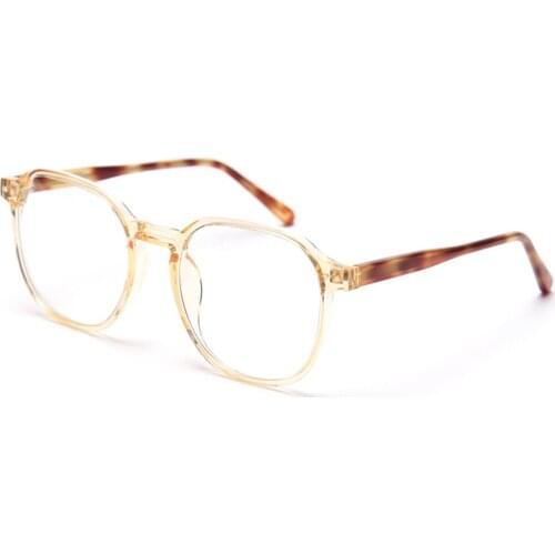 Veshion Korean Style Big Glasses Women Optical TR90 Fashion Eyeglasses for Men Clear Lens Transparent Yellow Gift Items