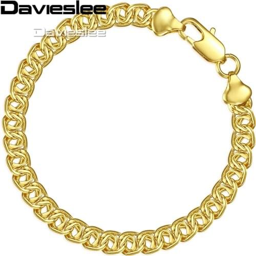 Davieslee Womens Bracelet Chain 585 Yellow White Rose Gold Filled Snail Link 7mm Bracelet for Women Gifts 18cm 20cm 23cm LGB293A