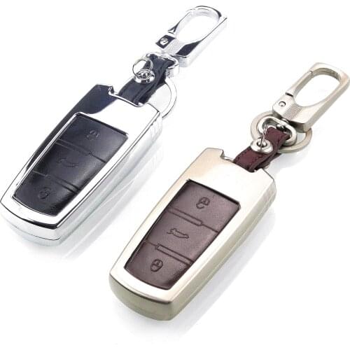 Kutery Key Case Cover For VW Skoda Seat Octavia A5 A7 Aluminium Alloy 3Buttons Remote Car Key Protector With Keychain