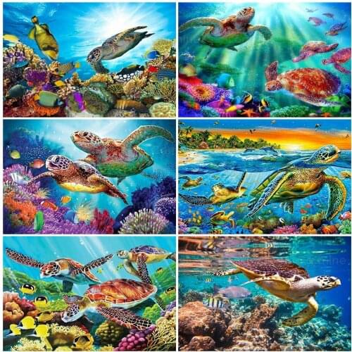Turtle Picture Rhinestone Diamond Paintings Diamond Mosaic Sea Cross Stitch Embroidery Animals Full Round Square Wall Decoration