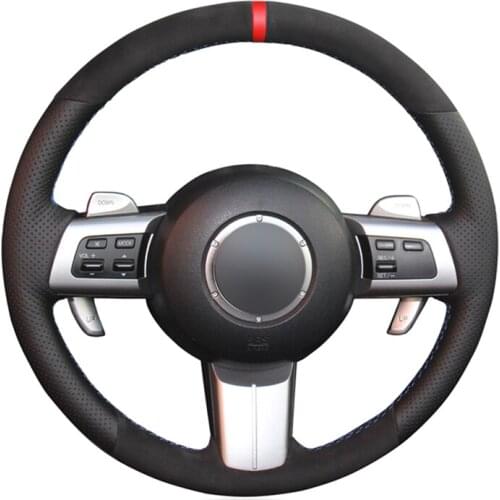 Black Suede Red Marker Car Steering Wheel Cover for Mazda MX-5 Miata 2009-2013 RX-8 2009-2013 CX-7 2007-2009