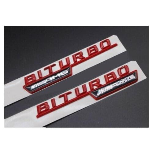 For 2x BITURBO AM Emblem Badge für Auto BITURBO TURBO GLC GLA ROT