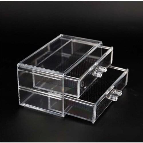 2 Layers Transparent Makeup Organizer Plastic Jewellery Storage Box Lipstick Rack Cosmetic Drawer Makeup Brush Storage