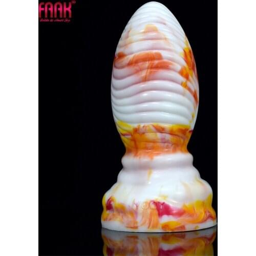 FAAK 2021 large silicone anal plug with suction cup colorful ribbed texture big dildo Desert Armadillo design sex toys for women