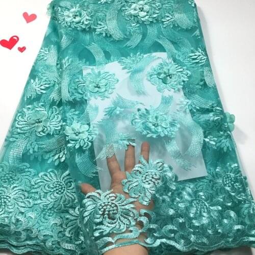French Lace Fabric 3D Flowers Embroidered African Tulle Lace Fabric With Beads African Lace Fabric For Wedding M32263