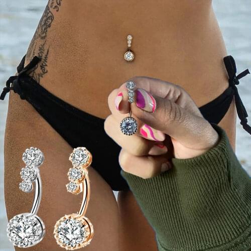 Crystal Sexy Dangled Belly Button Rings Alloy Flower Navel Piercing Button Rings Ombligo Women Earrings Clip Body Jewelry