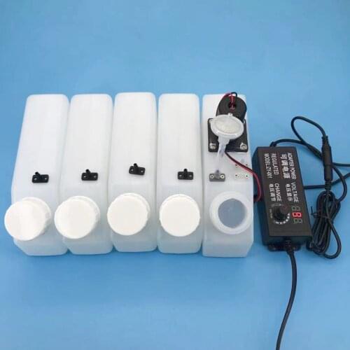 1Set 500ml 5Colors CMYKW DTF Ink Tank with stirring motor air filter for eco solvent printer with speed adjustment adapter