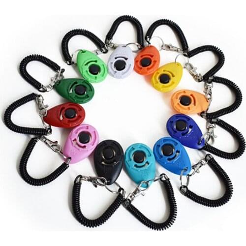 1 Piece Pet Cat Dog Training Clicker Plastic New Dogs Click Trainer Aid Too Adjustable Wrist Strap Sound Key Chain Dog Supplies