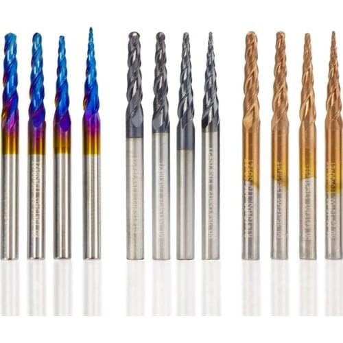 Tapered nose ball end mill 1/8 3.175 '(mm) rod super coated carbide end mill 5 pieces set wood metal engraving bit