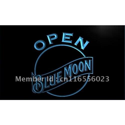 LA052- Blue Moon Beer OPEN Bar LED Neon Light Sign home decor crafts