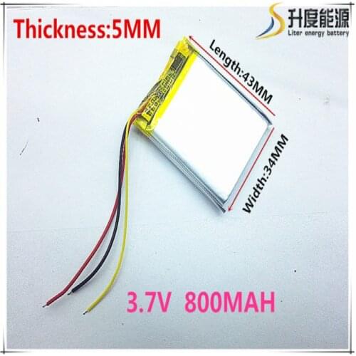 Size 503443 3.7V 800 mah Lithium polymer Battery With Protection Board For GPS Tablet PC Digital Products Free Shipping