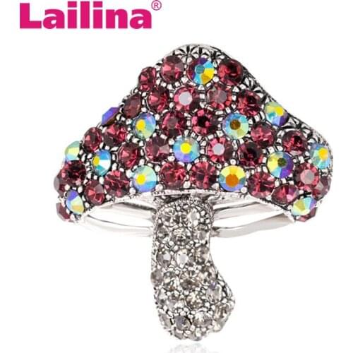 Fashion Mushroom Brooch Pin Crystal Brooch Pin Garment Accessories