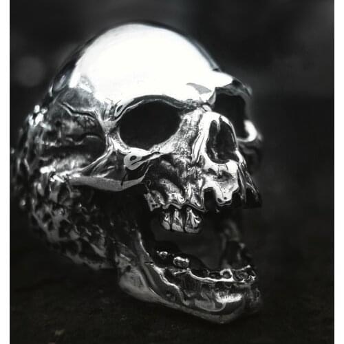Detailed Detail Plague Skull Ring Mens Vintage Stainless Steel Skulls Rings Punk Biker Jewelry