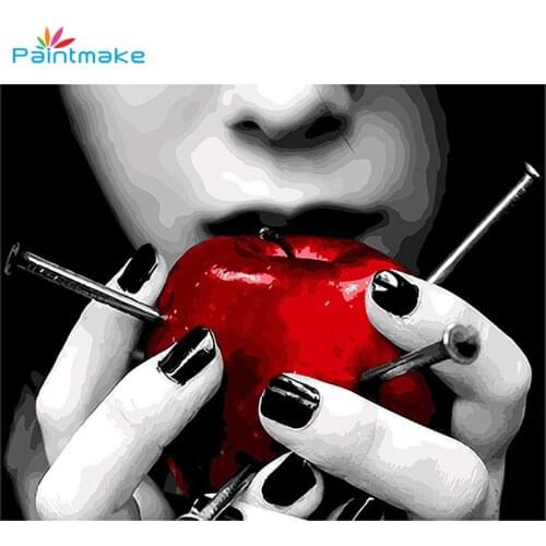 Paintmake Apple DIY Paint By Numbers For Kids Women Digital Oil Painting On Canvas Home Wall Art Decorative paintings