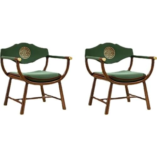 YL New Chinese Style Ugyen Wood round-Backed Armchair Solid Wood Single Leisure Chair Ming Style Study Furniture: Chair