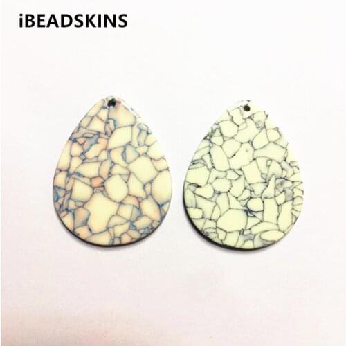 New arrival! 40x32mm 50pcs/lot acetic acid Imitation marble crack effect drop-shape charms for earring/Jewelry DIY(As shown)