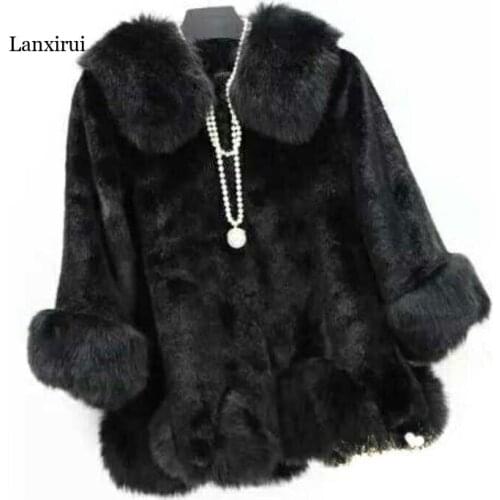 High-quality Fur coat artificial fur in the long section of the thick warm whole skin fox fur fur hood coat coat