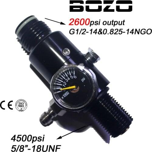 Paintball Airsoft PCP CO2 cartridge 4500PSI Air Compressed Air Cylinder Tank Regulator Output Pressure (2600PSI) 5/8"-18UNF
