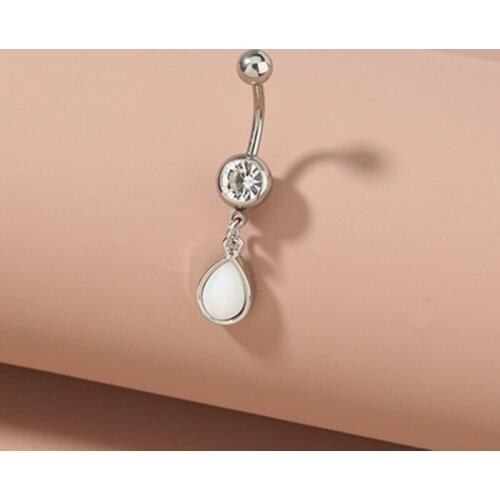 Simplicity Stainless Steel Natural Color Navel Nail Water Drop Piercing Woman Personality All-Match Jewelry Gift