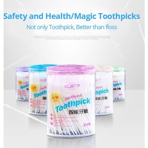 Food Grade Soft Plastic Toothpick Double head Oral Care Teeth Stick Dental Floss Multi-Function Interdental Toothpicks 240 Pcs