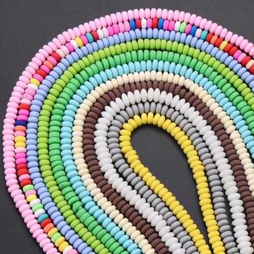 3x6mm Flat Round Polymer Clay Beads 10Strand/Lot Round Colorful Seed Spacer Beads For DIY Handmade Jewelry Making Bracelet