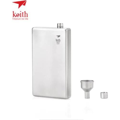 Keith Titanium Portable Wine Whisky Hip Flask Flagon Pot Sports Flagon Pure Titanium Wine Pot With Funnel Outdoor tableware