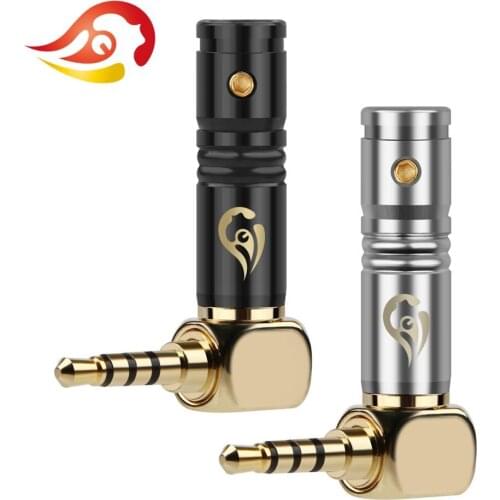 QYFANG 2.5mm 4 Poles Stereo Earphone Bend Plug Gold Plated Audio Jack Splice Adapter 90 Degree Wire Connector For HiFi Headphone