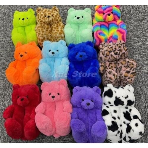 Luxury Faux Suede Home Women Full Fur Slippers Winter Warm Plush Bedroom Non-Slip Couples Shoes Indoor Ladies Furry Slippers