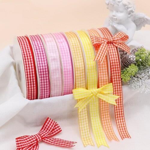 10mm Plaid Ribbons Grid printing Grosgrain Ribbon DIY Handmade Cake box Gift Wrapping Wedding Party Ribbon Sewing accessories