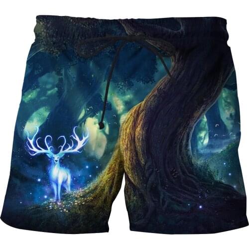 New Mens Printed Fairy Deer and Girl Beach Shorts 3D Printed Shorts Sportcasual Mens Shorts New Mens Summer