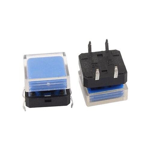 12 x 12mm x 9mm Blue Square Cap Momentary Tact Tactile Push Button Switch