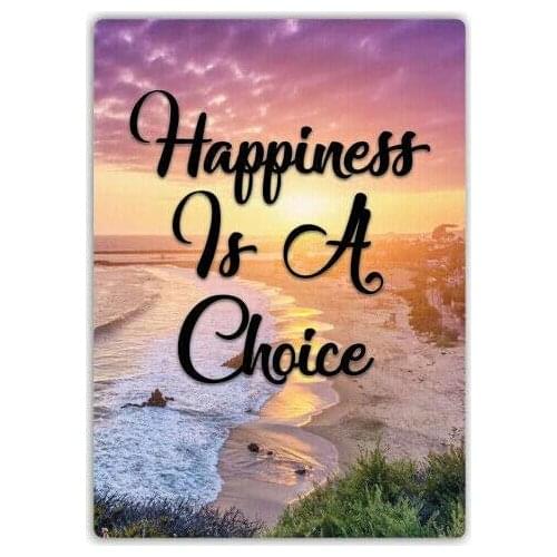 ZMKDLL Retro Vintage Style Metal Wall Sign Happiness is a Choice Indoor Metal Wall Panel Art Mural Dimensions 20x30 cm