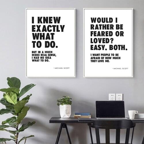 Funny TV Show Quotes Posters and Prints Office Wall Art Decor Michael Scott Office Quote Black White Typography Canvas Painting