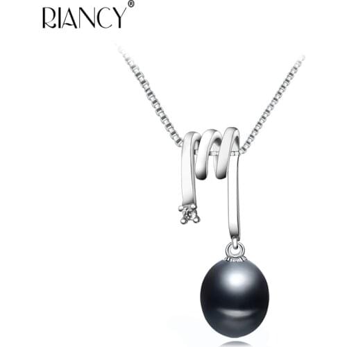 Fashion Natural Freshwater 8-9mm black pearl pendant for women wave Wedding Jewelry