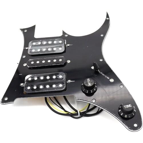 1Set Black 3 Ply HSH Loaded Prewired Guitar Pickguard for IBZ Electric Guitar Parts Replacement （Black/White