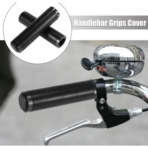 Uxcell 1 Pair Anti Slip Bicycle Handlebar Grips Cover Protector PU Leather Aluminum Alloy For Mountain Road Bike Cycling