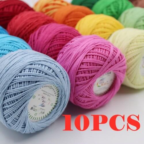 10pcs=500g 100% cotton yarn DIY Colorful Thin Lace Yarn Crochet Yarn Hand Knitting Thread Sewing Machine Line 03