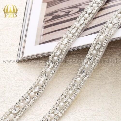 10 yards)Silver bridal beaded crystal Rhinestone Applique Trim gold iron on for wedding dress