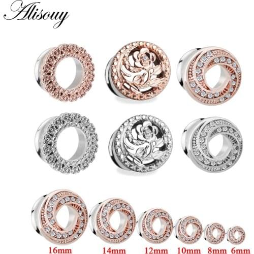 Alisouy 2PCS Ear Screw Fit Flesh Tunnel 6-16mm Plug Expander Piercing Jewelry trendy round tunnel ear jewelry ear plugs 6 style