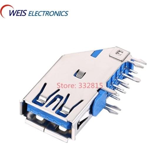 20PCS USB 3.0 FEMALE CONNECTOR SOCKETS 9pin BLUE high-speed transmission Side plug Vertical