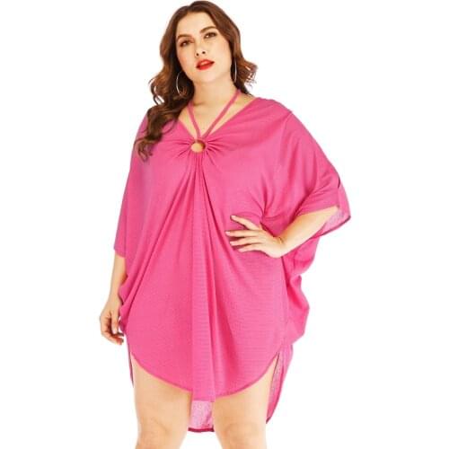 2020 Plus Size Cover Up Beach Women Ruffled Beach Dress White Beachwear Halter Swimsuit Cover Up Bikini Cover Ups Tunic Women