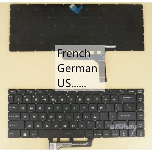 US French German Keyboard For MSI GS65 Stealth 8SE 8SF 8SG 9SD 9SE 9SF 9SG, Thin 8RE 8RF, NSK-FDBBN 01, Per-key RGB Backlit
