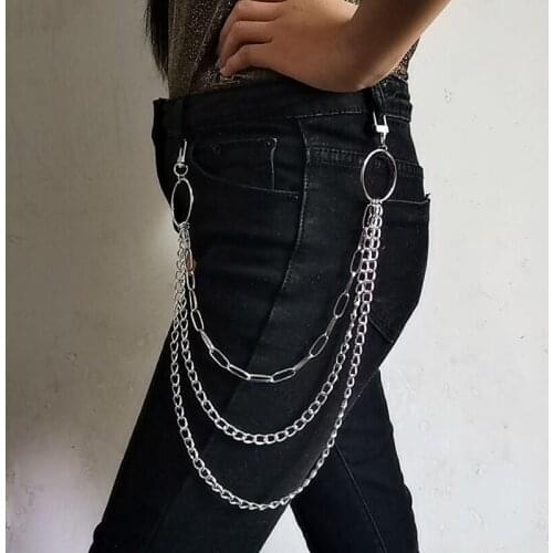 2021 New 1PC Punk Chain On The Jeans Pants Women Men Keychain Chains For Pants Hipster E Girl Boy Clothing Accessories
